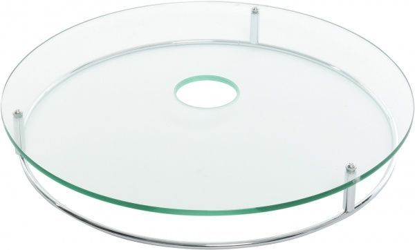 Полка стеклянная с рейлингом d350 мм хром