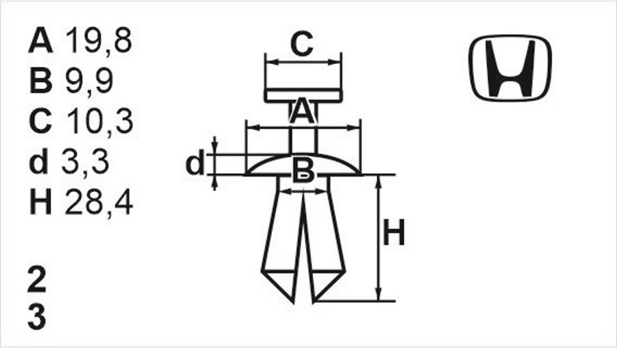 Клипса с резьбовым штырьком универсальная Romix (B17143)