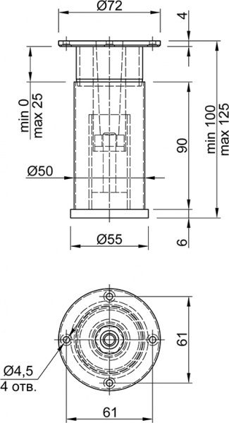 Мебельная ножка Smart OLS D-50 мм H-100 мм 45561 белый матовый 
