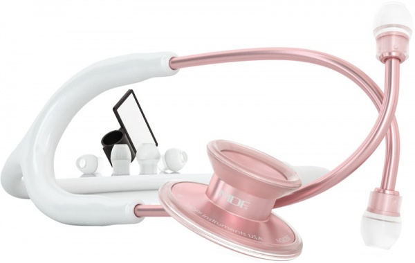 Стетоскоп MDF с двойной головкой Acoustica, розовое золото, белый 747XPRG-29