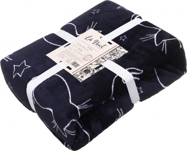 Плед Frannel Black cats 160x200 см черный с рисунком La Nuit 