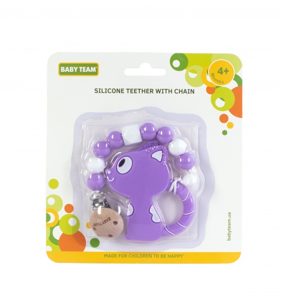 Прорезыватель силиконовый Baby Team с цепочкой в ​​ассортименте