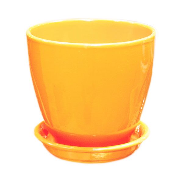 Горшок цветочный Ориана-Запорожкерамика Кедр №3 глянцевый 1.6 л желтый 