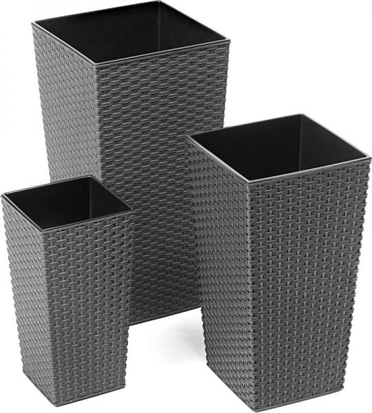 Горшок Lamela Финезия ротанг 250 квадратный графит 