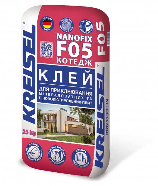 Клей для теплоізоляції KREISEL для мінераловатних та пінополістирольних плит Nanofix 25кг