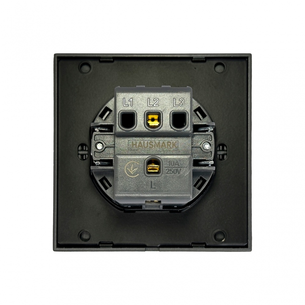 Выключатель одноклавишный HausMark INO с подсветкой черный LS-LED-EU-Black