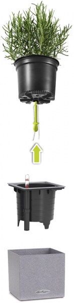 Вазон пластиковий Lechuza CANTO Stone 14 квадратний 0,5л пісочно-бежевий (13471) 