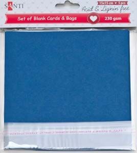 Набір заготовок для листівок 5 шт. 15x15 см темно-синій 230 г/м2 