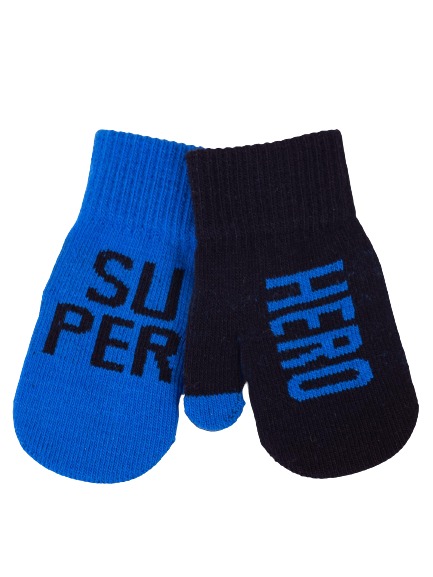 Рукавички YO! р.12 синій із чорним 