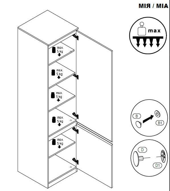 Пенал Світ Меблів 2Д Мія 2100х400х520 мм німфея альба /