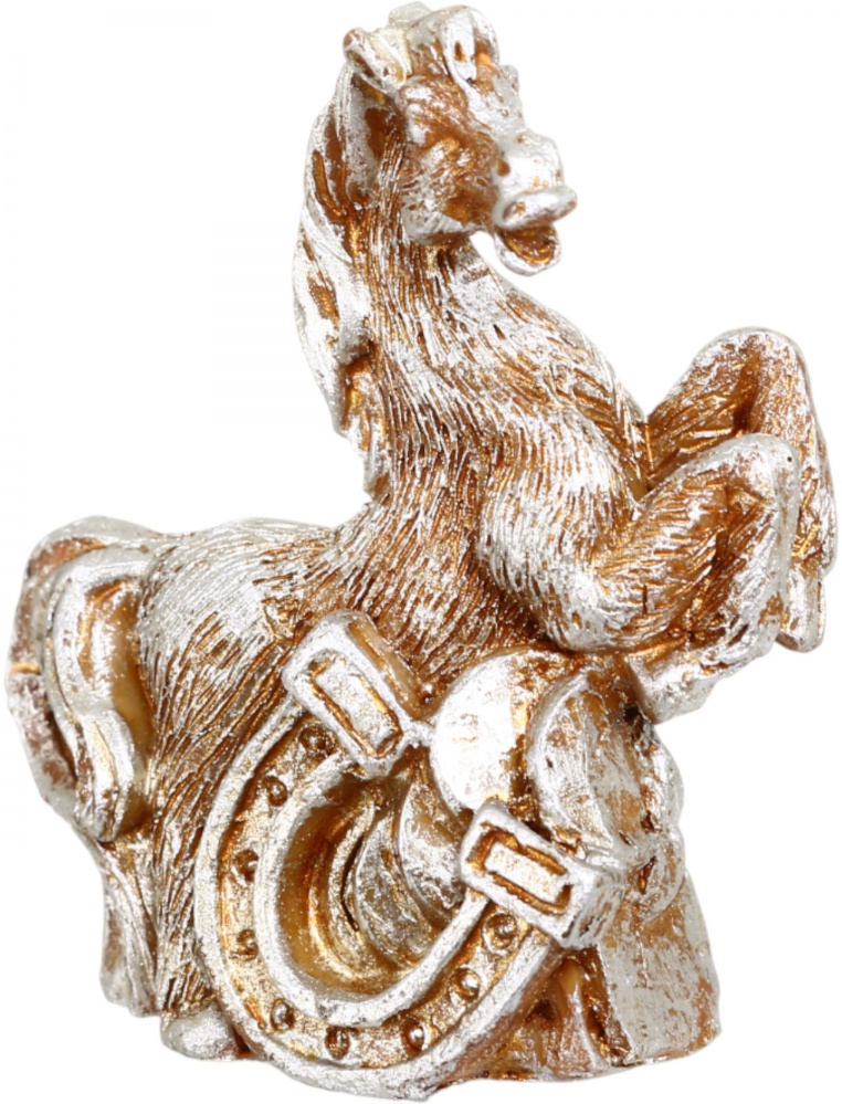 Сувенир новогодний кузнечик с подковой полигума золотой 5 см