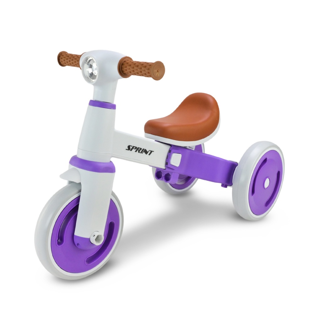 Велосипед трехколесный Shantou с родительской ручкой белый с фиолетовым TR2604