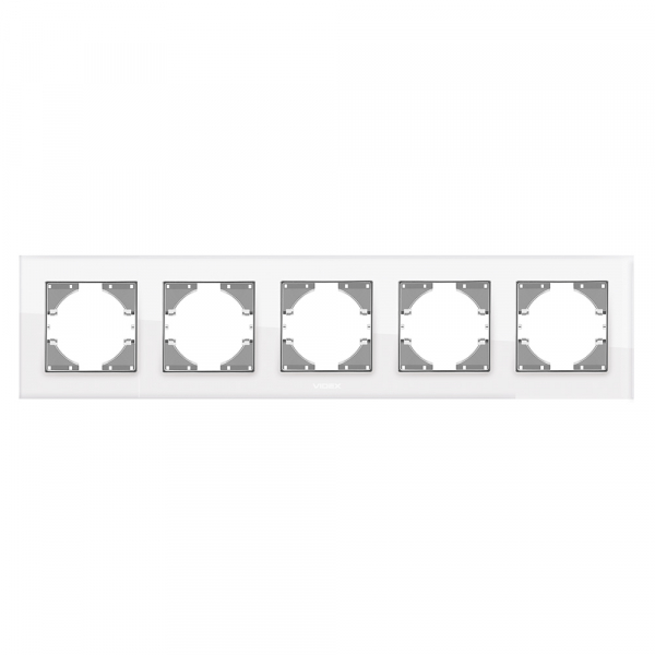 Рамка пятиместная Videx Binera горизонтальная белое стекло VF-BNFRG5H-W