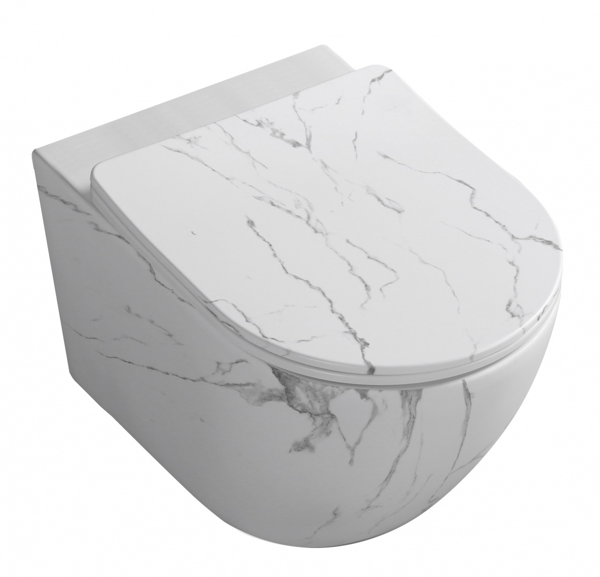 Унитаз подвесной ScandiSPA MARBLE WHITE TORNADO, сиденье Duroplast SLIM soft-close — фото 1