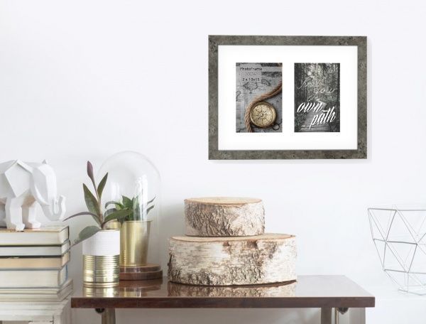 Фоторамка с паспарту SvitArt FKP-2-1913-5A 10x15 см серо-коричневый 