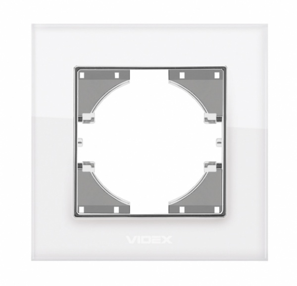 Рамка одноместная Videx Binera горизонтальная белое стекло VF-BNFRG1H-W