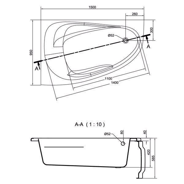 Ванна акриловая Cersanit Joanna New L 140x90