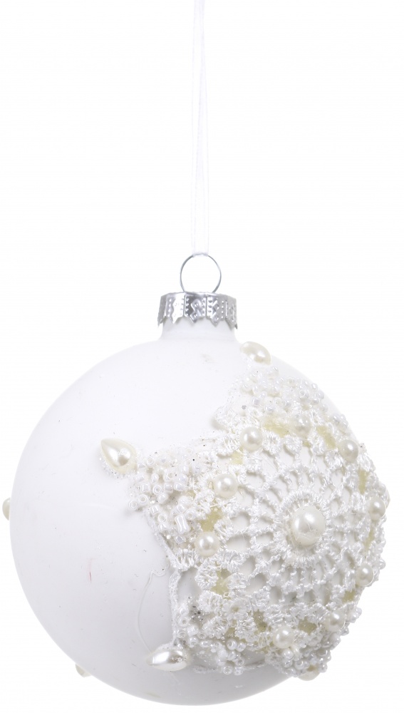 Шар новогодний Angelo Domani с ажуром d 80 мм белый EPI-EE1514