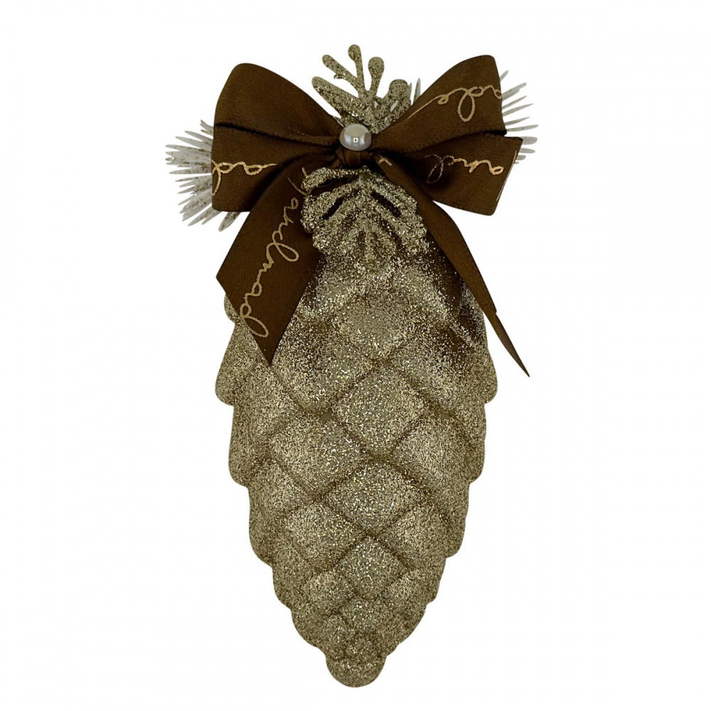 Елочная игрушка MIS LT Шишка декорированная 14 см в ассортименте