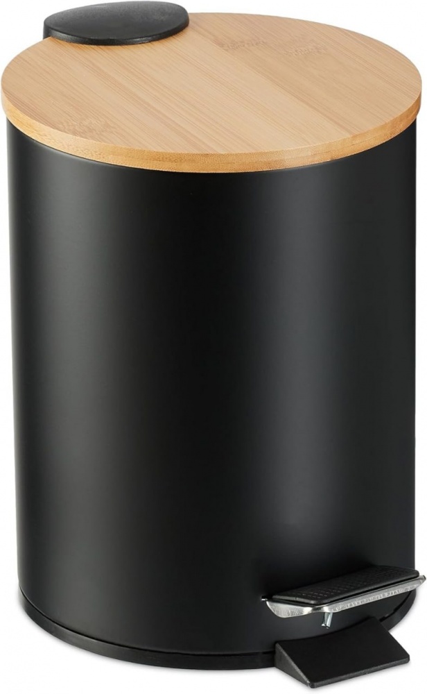 Ведро с педалью Fabrika BAMBOO BLACK для мусора 3 л