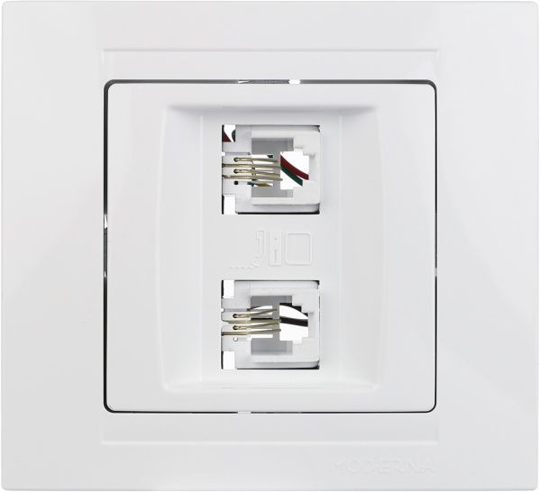 Розетка телефонная двойная Gunsan Moderna белый MD 29 11 121