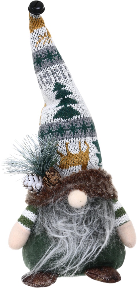Декорация новогодняя Гном стоящий 15х30 см зеленый дизайн в ассортименте AG23288AB