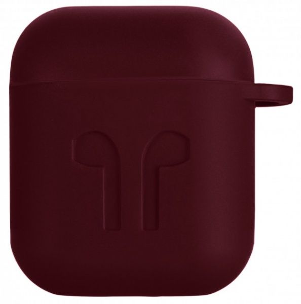 Чохол для навушників 2E для Apple AirPods Pure Color Silicone Imprint 1.5 мм Marsala red (2E-AIR-PODS-IBSI-1.5-M) 