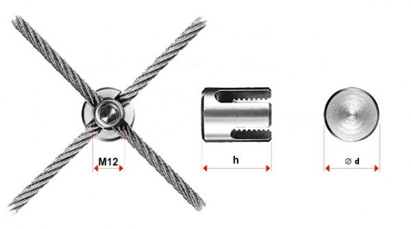 Затискач для тросу циліндричний хрестовий нерж А4 3 мм