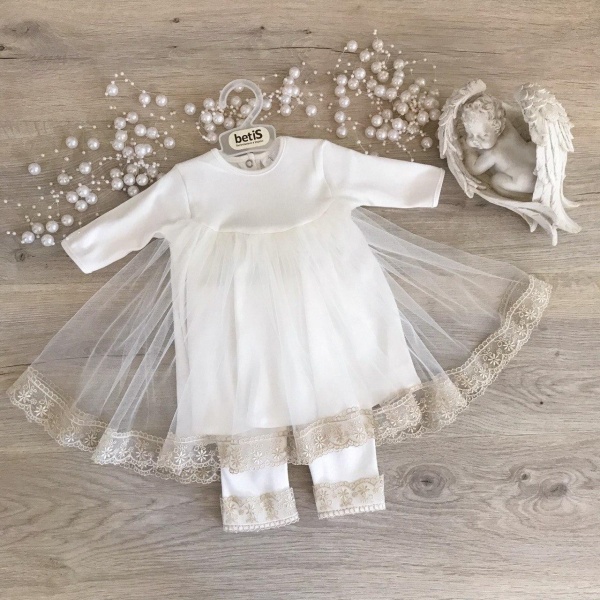 Комплект для хрещення Бетіс Чарівна світлинка р.80 молочний із кавовим 27686073 