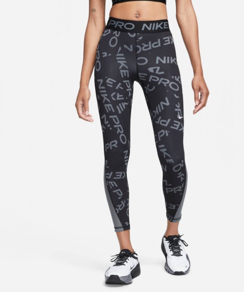 Лосины Nike W NP DF MR 7/8 TGHT AOP FB5484-010 р.M черный