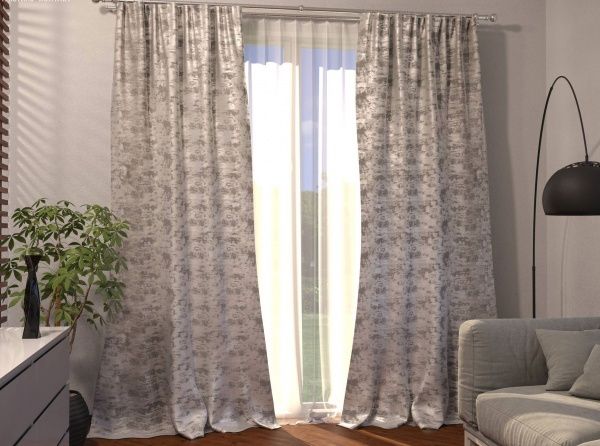 Портьера Кварц 150х270 см, темно-серый, серый ТК-Домашній текстиль ТОВ