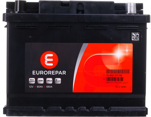 Аккумулятор автомобильный EUROREPAR 60Ah 680A 12V 1648431380 «+» справа (1648431380)