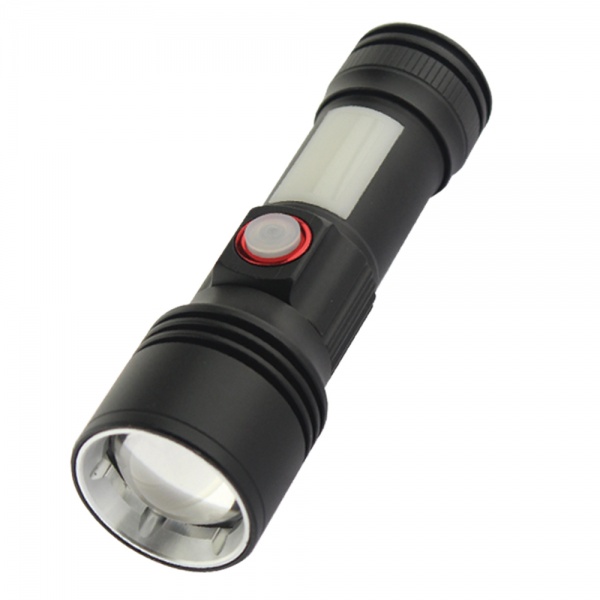 Фонарик аккумуляторный Quantum QM-FL1031 Adept 10W LED zoom + COB c USB черный
