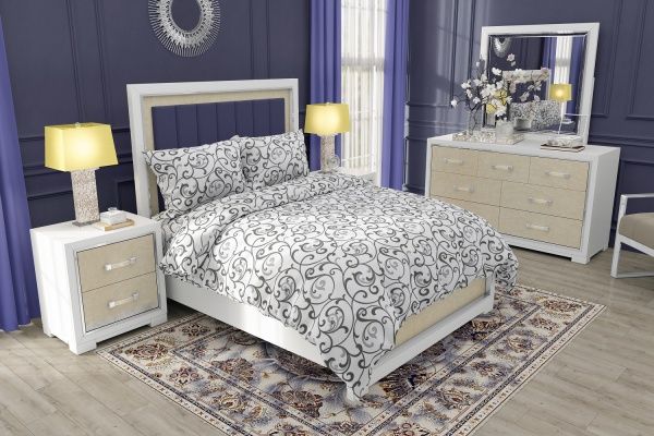 Комплект постільної білизни Буклє євро біло-чорно-сірий Rigel 