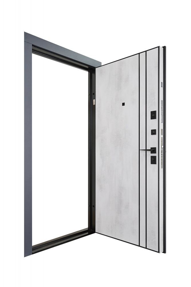 Дверь входная Abwehr КС (581+551) 086R (АЦС)+(ОксБ) антрацит / бетон снежный 2050х860 мм правая