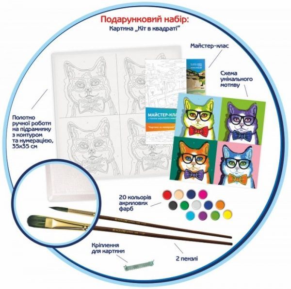 Картина за номерами Кіт в квадраті Rosa Start 