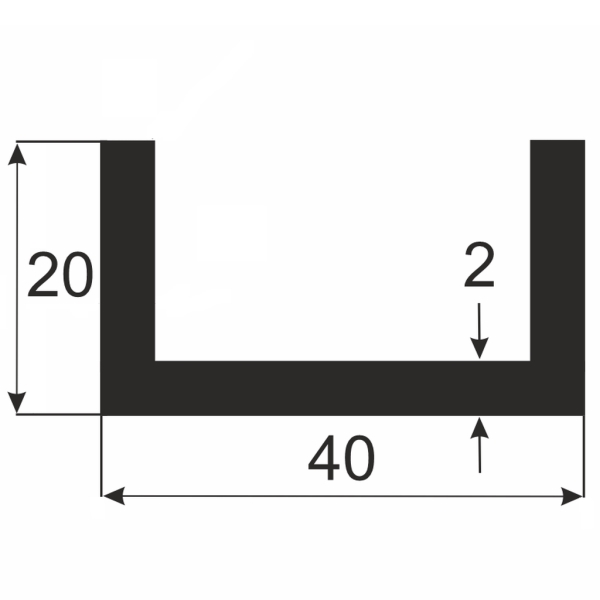Швеллер АЛЮПРО ПАС-1092 40х20х2 / AS