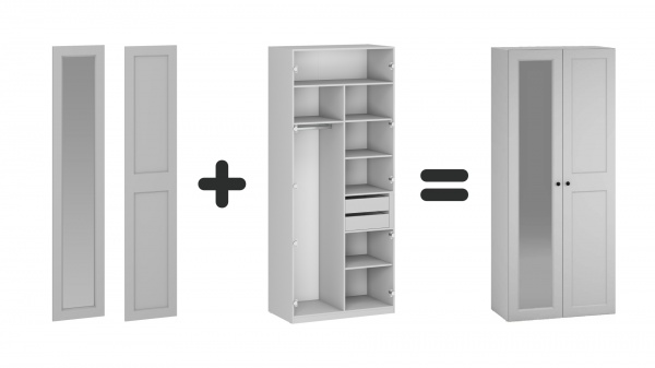 Двері до шафи Грейд ш-к ФЛЕКС МДФ#16 2368х496 мм з дзеркалом попелястий 