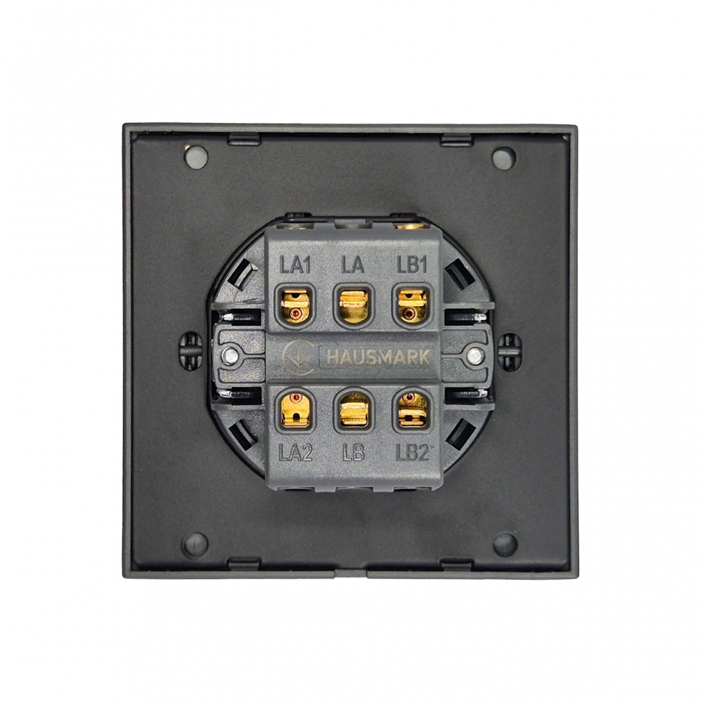 Выключатель проходной двухклавишный HausMark INO без подсветки серый WS-2G-EU-Gray