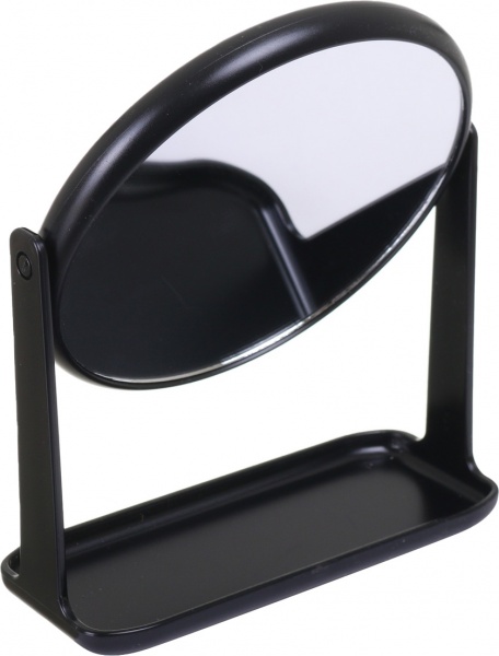 Зеркало косметическое круглое двустороннее ST 19,3x16 см черное