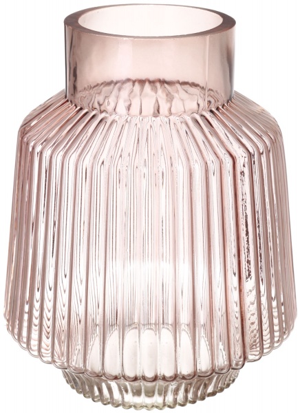 Ваза стеклянная Pink 180x220 мм 22 см розовая 