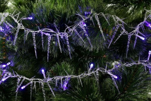 Электрогирлянда линейная внутренняя встроенный светодиод (LED) 30 ламп 1,8м Сосульки синие 