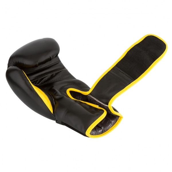 Боксерские перчатки PowerPlay р. 12 12oz 3018 черный с желтым