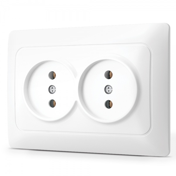 Розетка подвійна без заземлення IP20 білий TF-ST-SK2-W