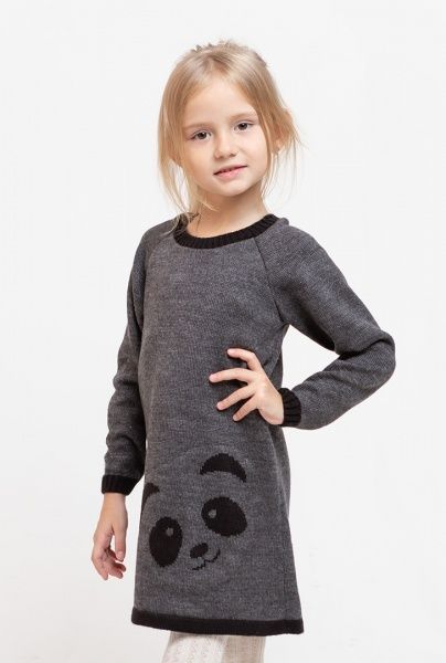 Туника для девочек ART KNIT Панда р.98-104 серый с черным 