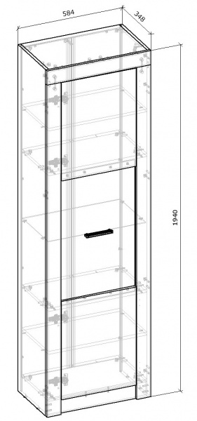 Шафа-пенал Грейд Марлін 584х1940х348 мм білий альба / дуб артізан 