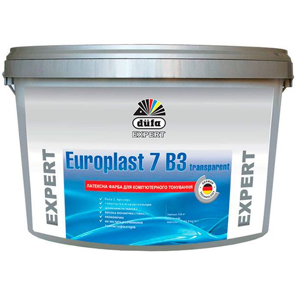 Фарба латексна Dufa Europlast 7 B3 Transparent шовковистий мат 2,5л 