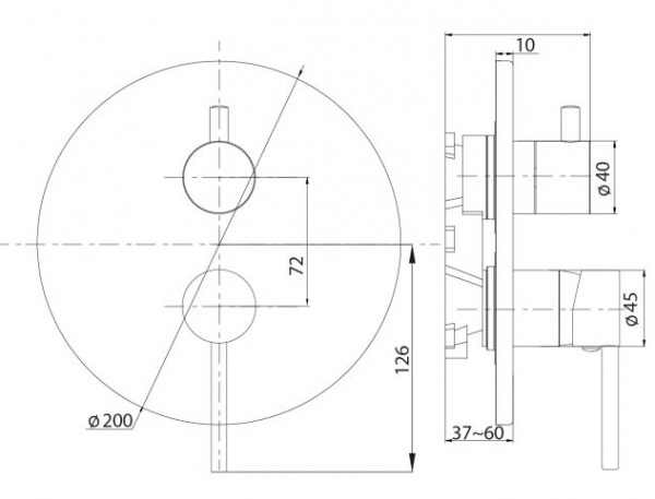 Смеситель для душа Rubineta Kubo-2F-Ultra PM0006