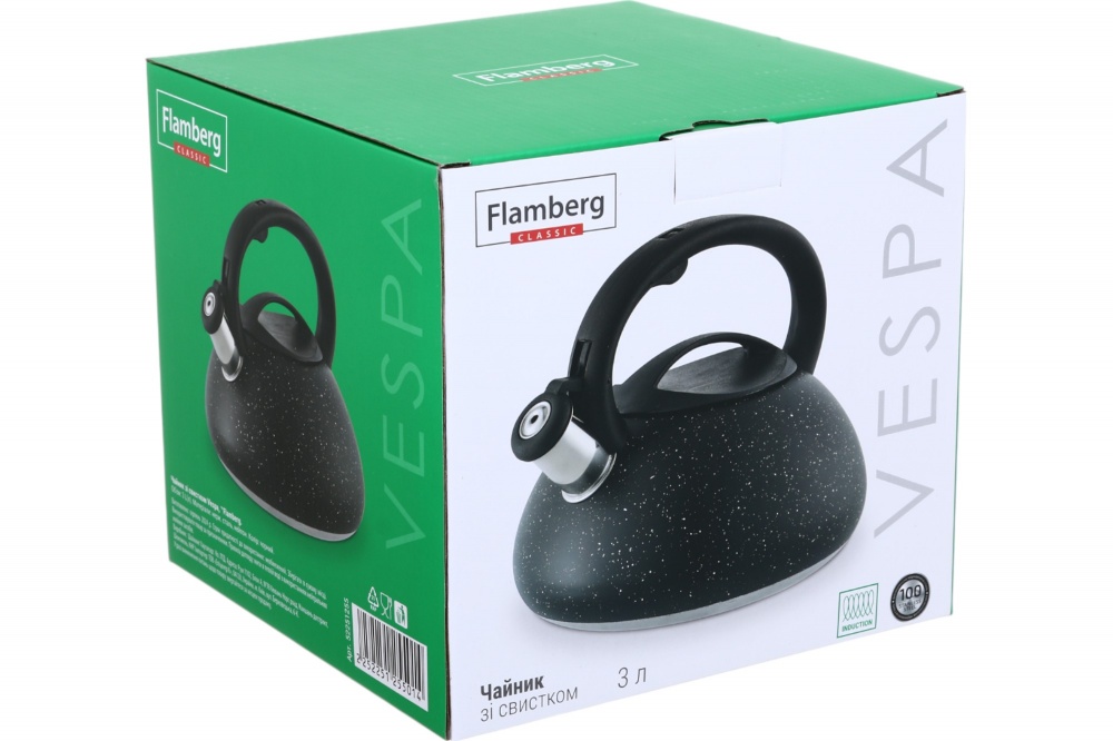 Чайник Flamberg со свистком Vespa черный 3 л