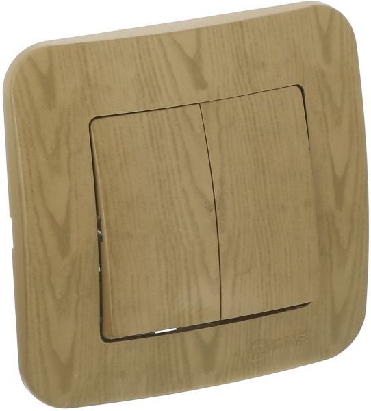 Выключатель двухклавишный Makel Lillium Natural без подсветки 10 А 250В дуб